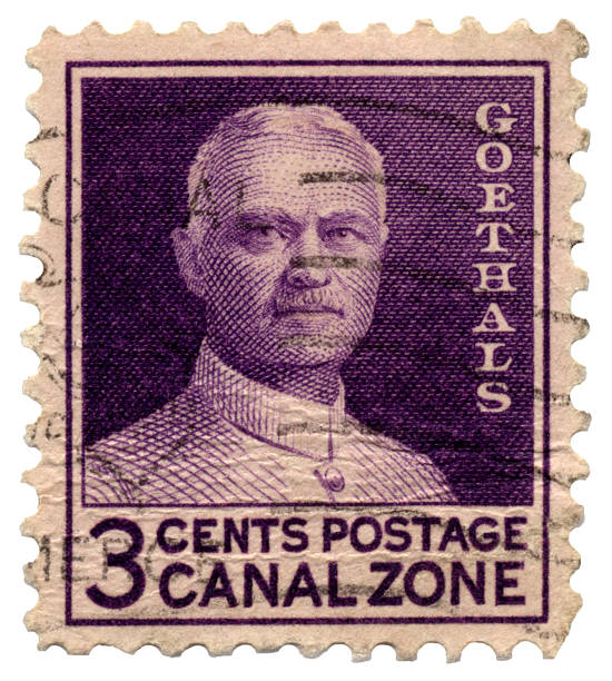 goethals canal zona sello postal - panama canal panama postage stamp canal fotografías e imágenes de stock