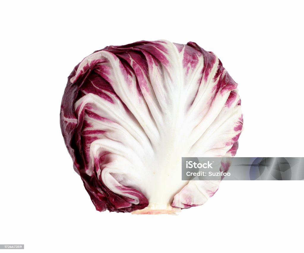 radicchio A head of fresh radicchio (also known as red chicory or chioggia). Isolated on white. Chicory Stock Photo