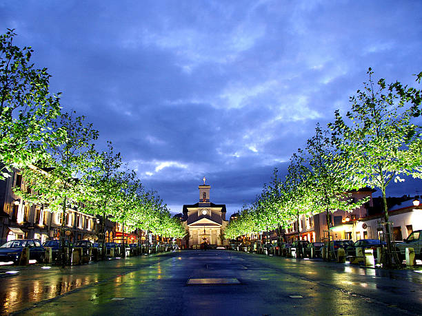 a night shot of Carouge/Switzerland stock photo