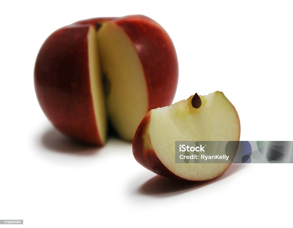 Apple Slice Isolated (pure white background) apple with slice in front. Apple - Fruit Stock Photo