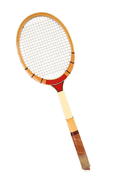 Vintage Tennis Racket isolated on white.
