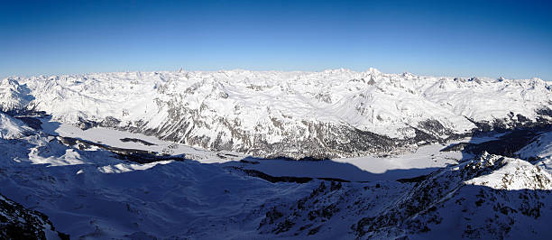 alpine panorama - engadine switzerland europe clear sky - fotografias e filmes do acervo