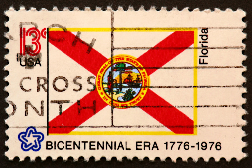 1976 postage stamp with the state flag of Florida.