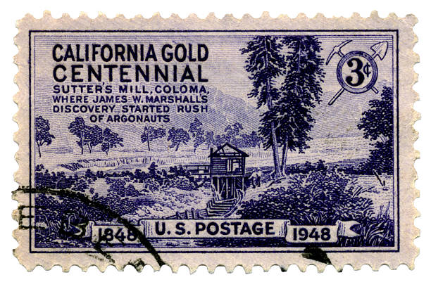 California Gold Rush Postage Stamp stock photo