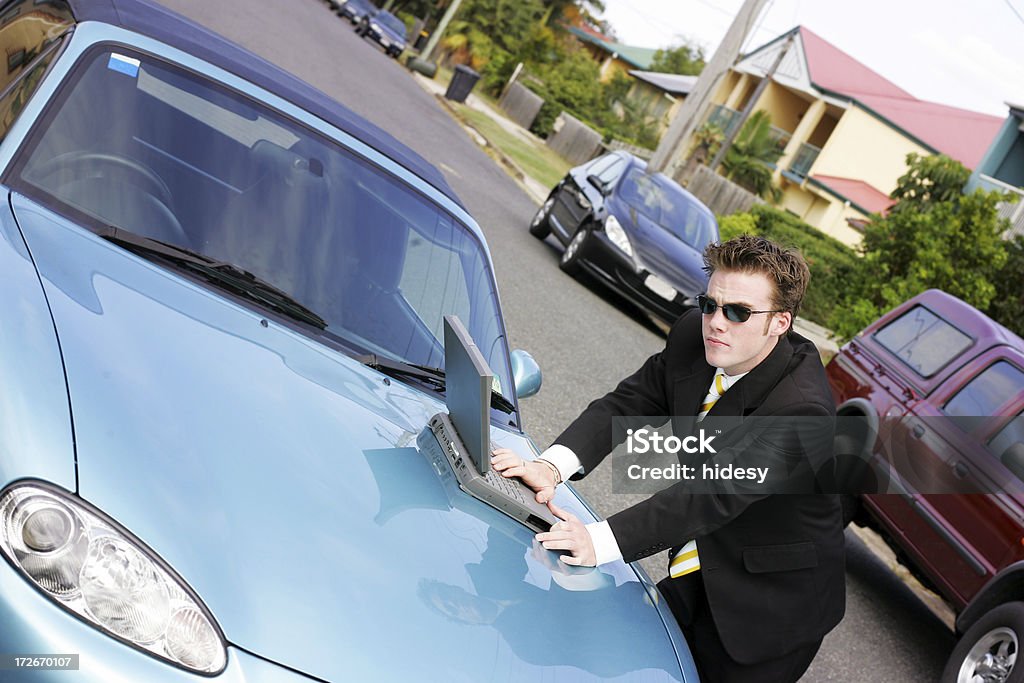 Out and About Guy working out of the office Car Stock Photo