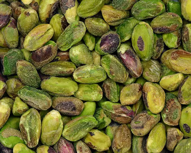 Shelled unsalted pistachios.