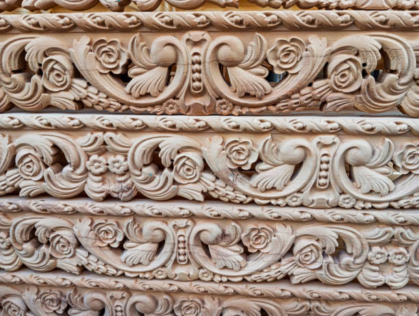 istock Abstract ornamented wooden background. 1726702800