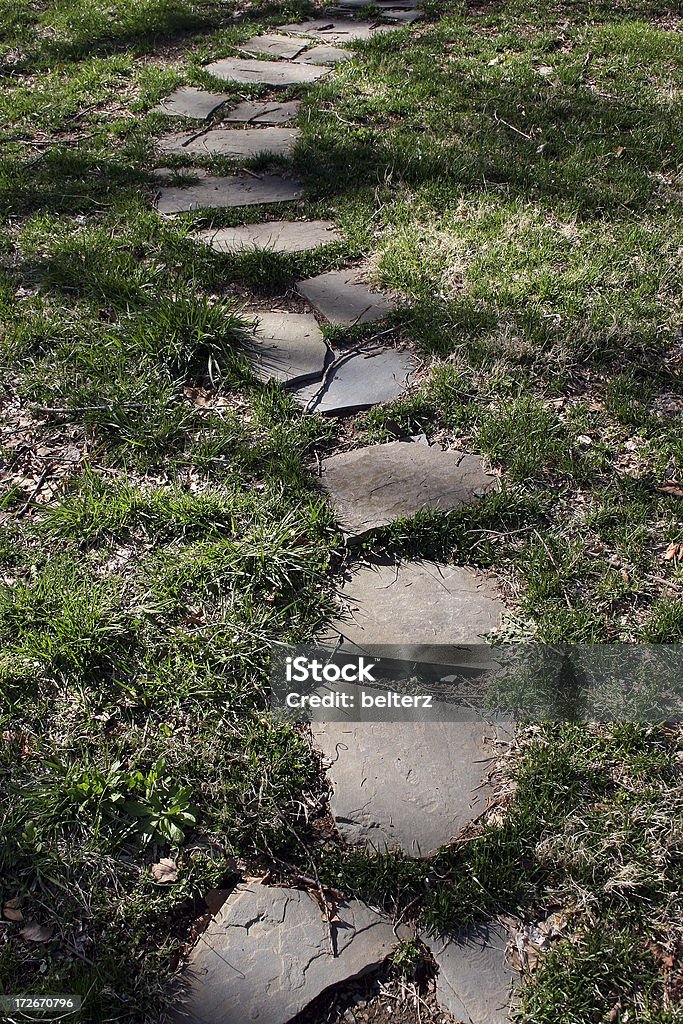 garden path a slab stone meandering pathway Block Shape Stock Photo