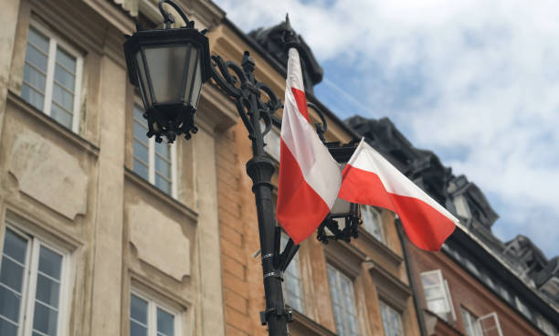 istock Polish flags in old town building exterior 1726708321