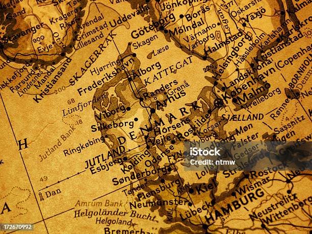 Mapa De Dinamarca Foto de stock y más banco de imágenes de Alemania - Alemania, Anticuado, Cartografía