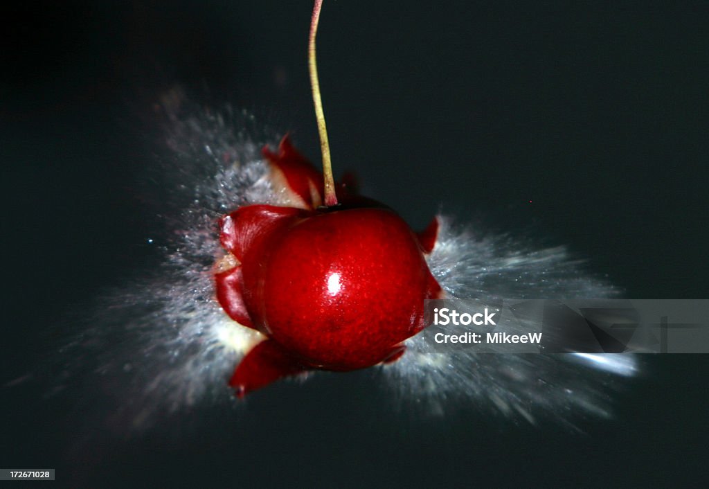 freeze shot of cherry cherry being torn apart Exploding Stock Photo
