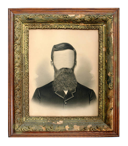 Cival War photo with Worn frame An old cival war photo for the later 1800's, with original wooden frame which shows lots of wear and tear on the its antique design.  Isolated on white you add the face. civil war photos stock pictures, royalty-free photos & images