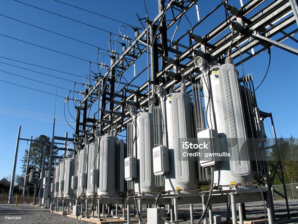 Electric Power Substation - Foto de stock de Electricidad libre de derechos