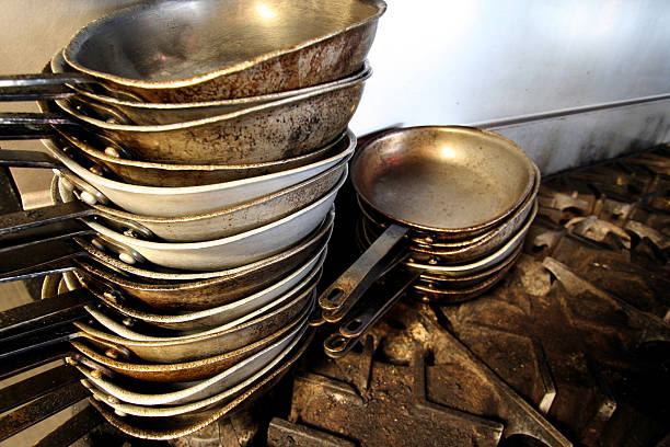 cooking pans stock photo