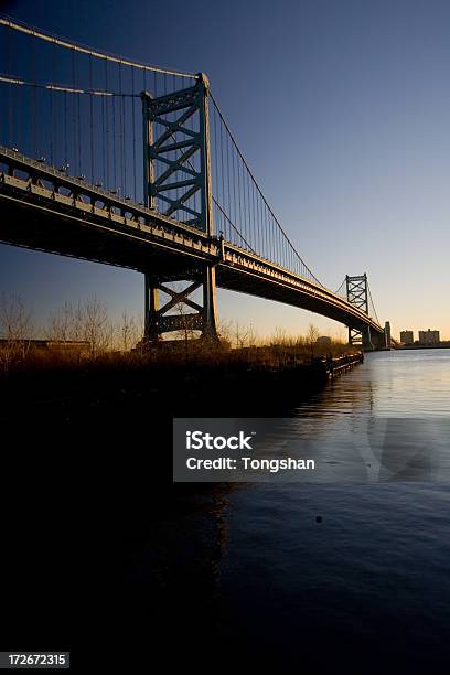 Ponte Ben Franklin Filadélfia - Fotografias de stock e mais imagens de Filadélfia - Pensilvânia - Filadélfia - Pensilvânia, Ponte, Amanhecer