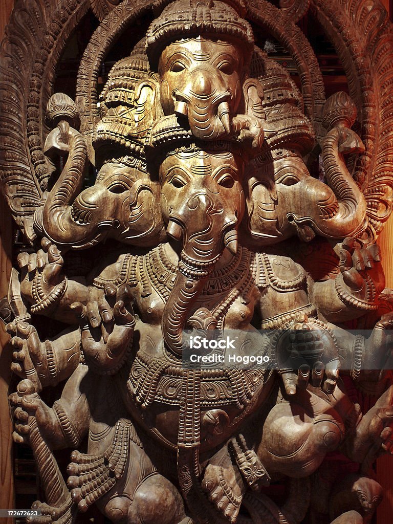 Ganesha "Wooden sculpture of Ganesha, Hindu God of Success." Carving - Craft Product Stock Photo