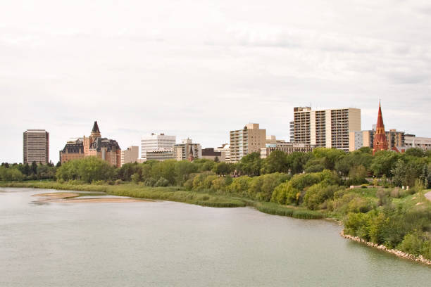 istock Saskatoon Downtown Skyline With Hotel, Apartments and Church 172672670