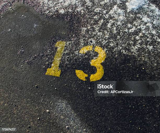 Yellow Number 13 Stock Photo - Download Image Now - Bad Luck, Number 13, Adversity