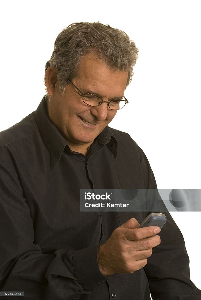 Feliz sênior com telefone celular - Foto de stock de 60 Anos royalty-free