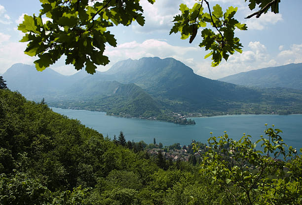 Lake Annecy from Above Talloires French Alps stock photo