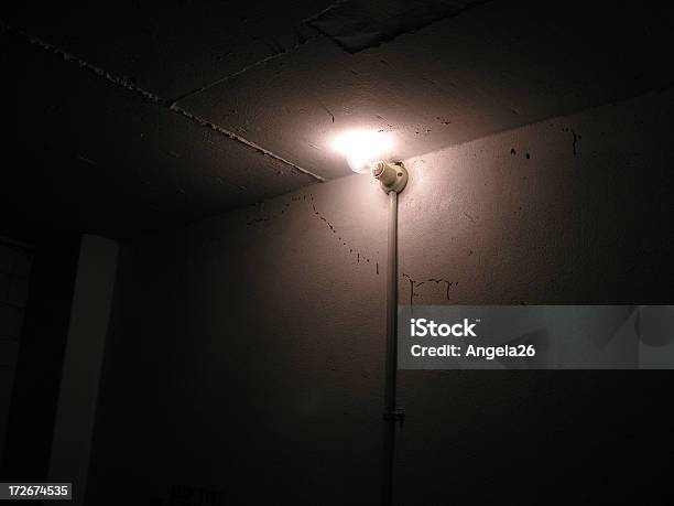 Light Bulb In Dingy Room Stock Photo - Download Image Now - Light Fixture, Basement, Cellar
