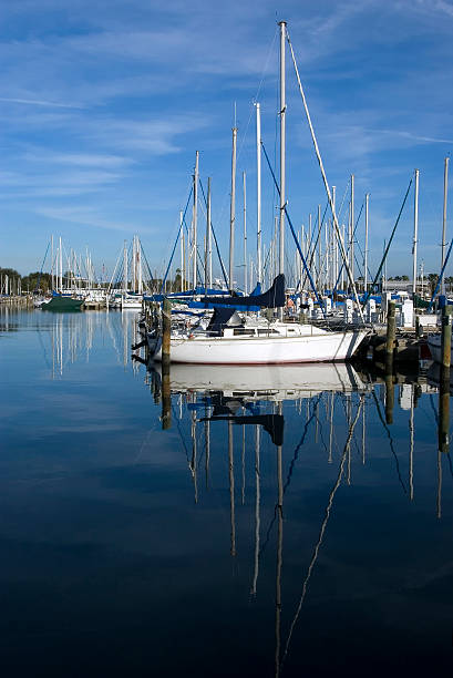 Boat reflections stock photo