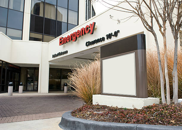 istock ER Entrance with Blank Sign in Foreground 172674736