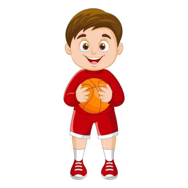 Vector illustration of Vector basketball player in uniform with ball in hand isolated on white