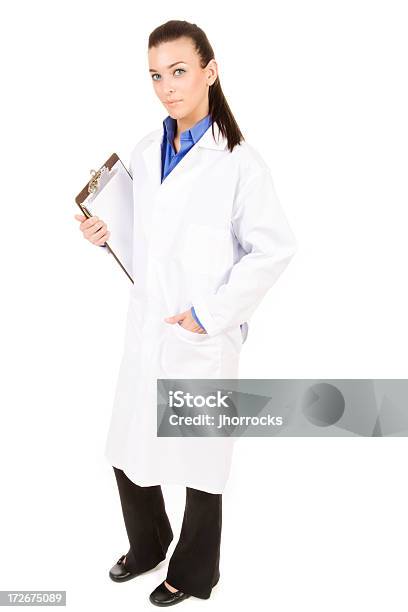 Pharmacist With Clipboard Stock Photo - Download Image Now - Pharmacist, White Background, Scientist