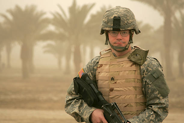 istock Soldier in Sandstorm with Body Armor 172675252