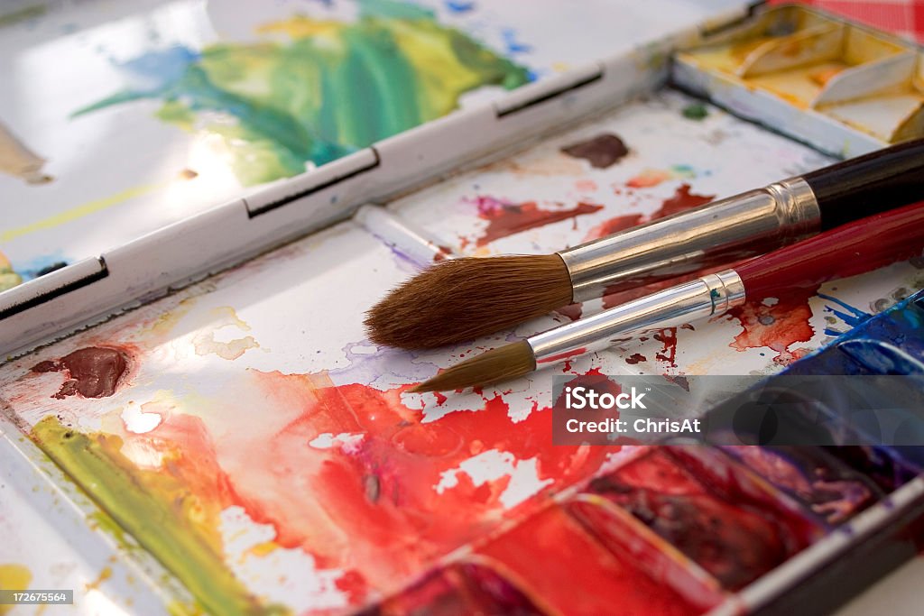Палитра красок акварель - Стоковые фото Живопись - художественное произведение роялти-фри