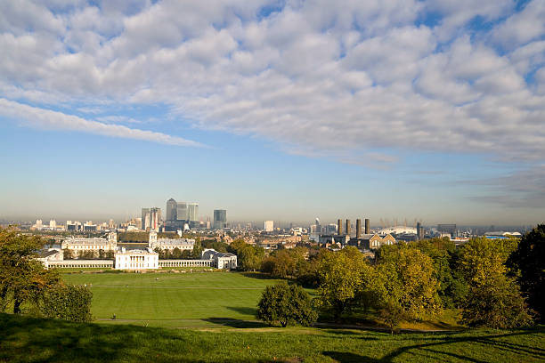 Pollution over London A thick layer of pollution hanging over Canary Wharf and the East End of London as seen from the Royal Observatory in Greenwich in early Autumn.Similar images: queen's house stock pictures, royalty-free photos & images