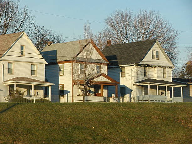 three homes in Akron "Three homes in Akron, Ohio as viewed from freeway." akron ohio stock pictures, royalty-free photos & images