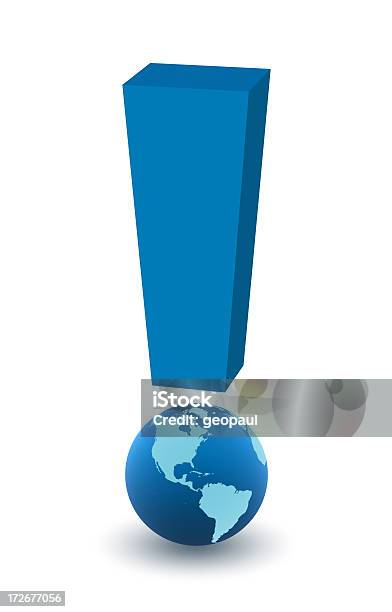 Punto Esclamativo Con Globe - Fotografie stock e altre immagini di Globo terrestre - Globo terrestre, Punto esclamativo, Composizione verticale