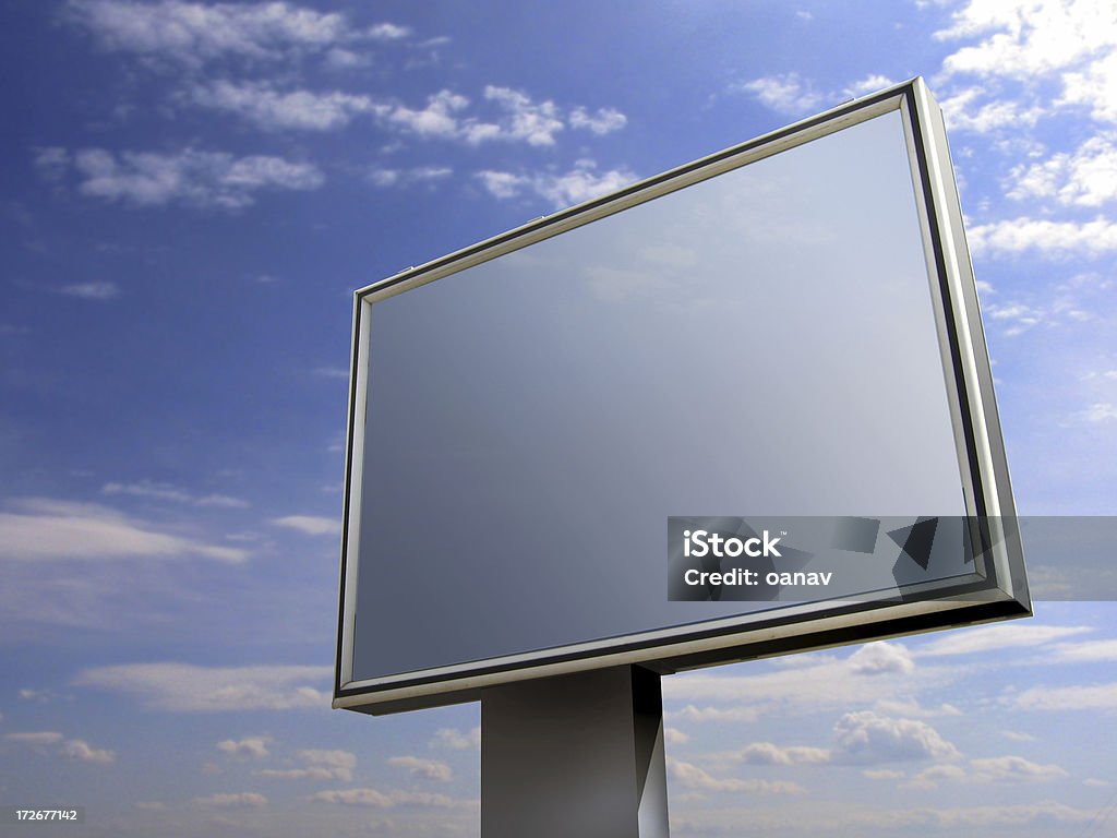 billboard ( +clipping path) billboard on blue sky background Advertisement Stock Photo