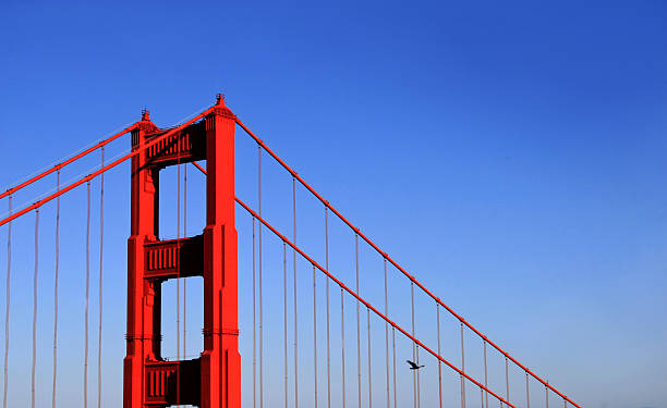 Close-up of Golden Gate Bridge at sunset