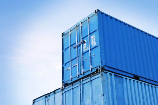 Blue cargo containers.