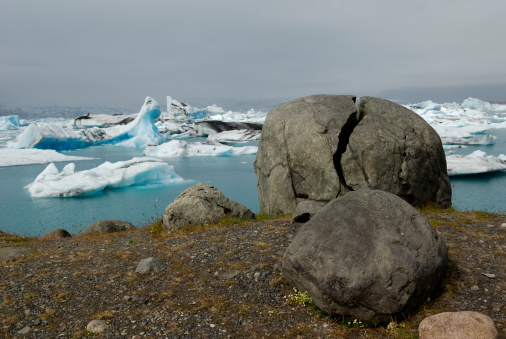 Broken stone at the glacier lagoon in Iceland.See also my lightbox: