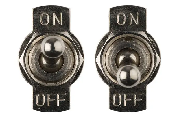 Two on/off switches. Isolated on pure white.