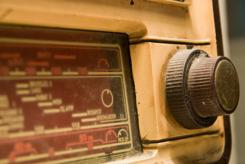 detail of an old and dusty radio