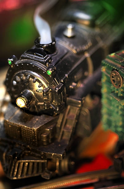 istock Close-up of shiny black toy train 172679478