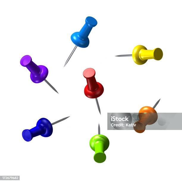 Chinchetas Trabajo En Equipo Foto de stock y más banco de imágenes de Amarillo - Color - Amarillo - Color, Azul, Brillante