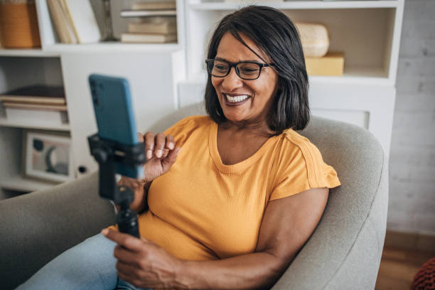 istock Mature woman vlogging 1726797119