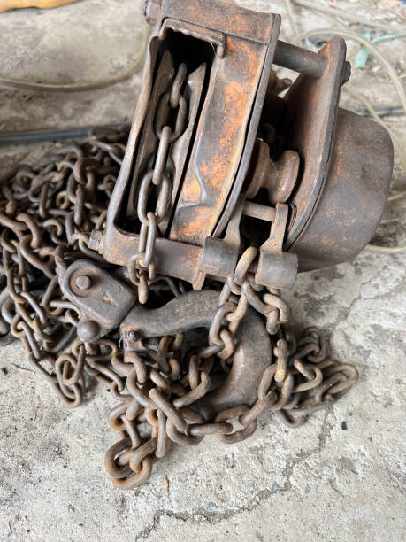 istock rusty metal chains and chain in the garage 1726832834