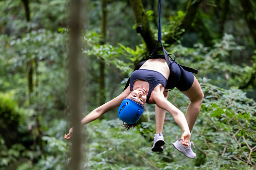 Woman enjoying extreme sports