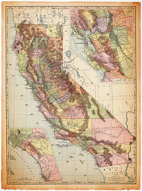 ilustrações, clipart, desenhos animados e ícones de california old mapa - map san francisco bay area san francisco county california