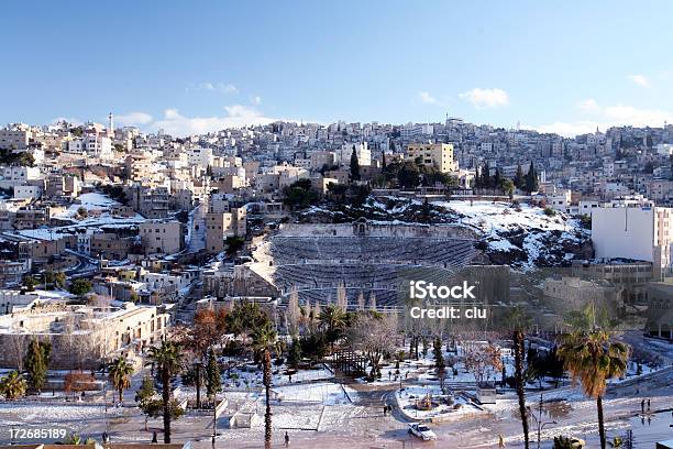 Teatro Romano Di Amman Inverno - Fotografie stock e altre immagini di Neve - Neve, Giordania - Medio Oriente, Amman