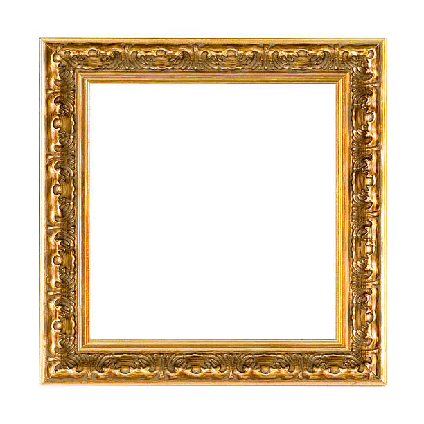 アンティークスクエアのゴールド額縁 - 正方形 ストックフォトと画像