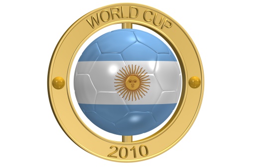 3d ray traced rendering of a golden World Cup 2010 Football Medallion aa Argentina