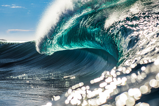 Breaking wave on the shoreline at the beach in Surfers Paradise, Burleigh Heads, Coolangatta, Snapper Rocks, Main Beach, Broadbeach, Mermaid Beach, Gold Coast, Queensland, Australia